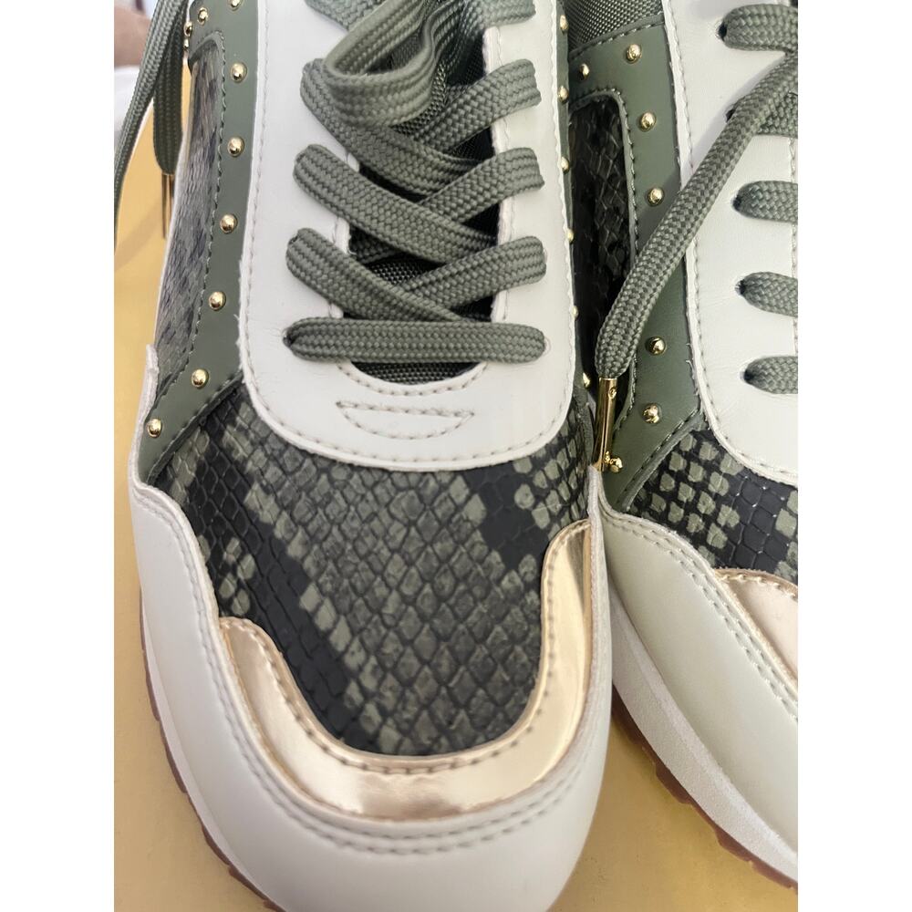 Michael Kors Wilma Trainer Army Green Snakeskin Sneakers Tennis shoes Size 9 - Picture 4 of 12